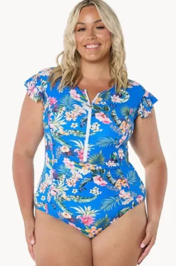 Rashies & Sunsuits^Capriosca Florida Frill Sleeve Sunsuit Blue/multi