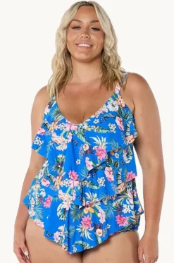 Tankini Tops^Capriosca Florida Tiered Frill Tankini Separate Blue/multi