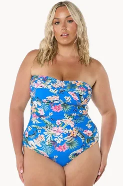One Pieces^Capriosca Florida Twist Bandeau One Piece Blue/multi