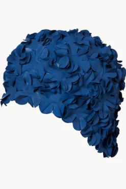 Swim Caps^3p Flower Rubber Swim Cap Navy