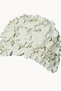 Swim Caps^3p Flower Rubber Swim Cap White