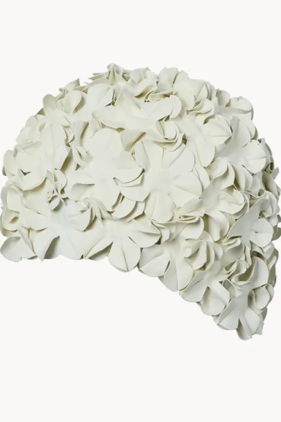 Swim Caps^3p Flower Rubber Swim Cap White