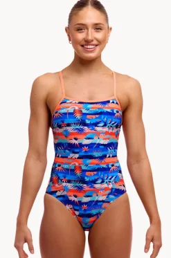 One Pieces^Funkita Forever Fossil Single Strap One Piece Blue/orange
