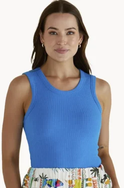 Tops^Betty Basics Francis Rib Tank Blue