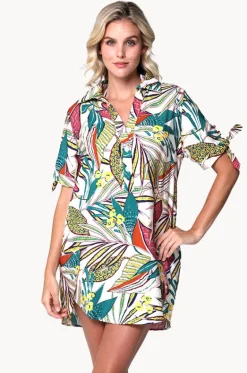 Overswim^J.valdi Funky Palm Tie Sleeve Button Shirt Multi