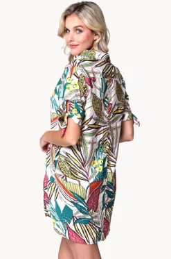 Overswim^J.valdi Funky Palm Tie Sleeve Button Shirt Multi