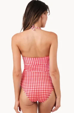 One Pieces^Une Piece Gingham Bustier Balconette One Piece Red