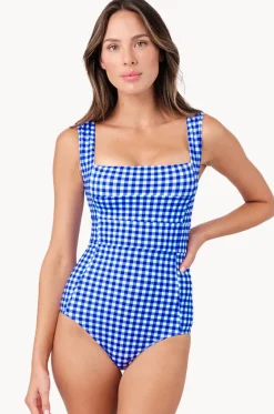 One Pieces^Une Piece Gingham Classic Square Neck One Piece Cobalt