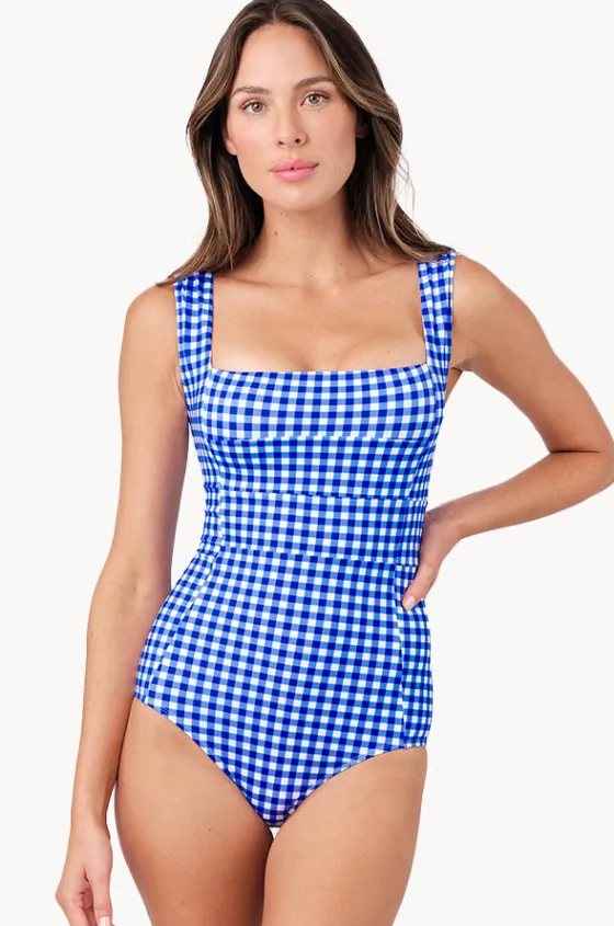 One Pieces^Une Piece Gingham Classic Square Neck One Piece Cobalt
