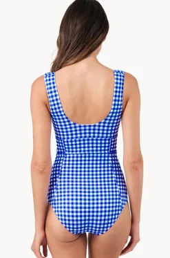 One Pieces^Une Piece Gingham Classic Square Neck One Piece Cobalt