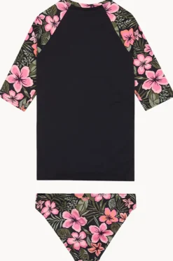 Rashies & Sunsuits^Roxy Girls Active Floral 3 Piece Set Black/Pink