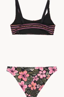 Bikini Sets^Roxy Girls Active Floral Bralette Set Black/pink