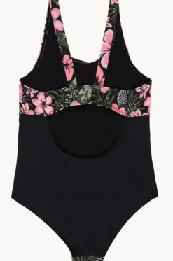 One Pieces^Roxy Girls Active Floral One Piece Black/Pink