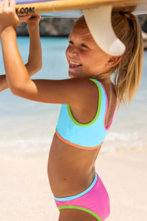 Bikini Sets^Snapper Rock Girls Candy Colourblock Crop Set Multi