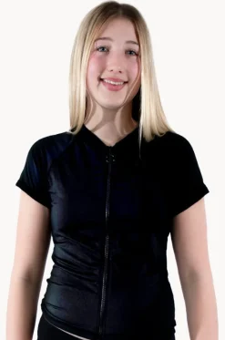 Rashies & Sunsuits^Base Swim Girls Cap Sleeve Rashie Black