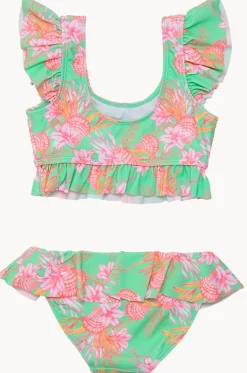 Bikini Sets^Snapper Rock Girls Coastal Shells Frill Crop Set Green