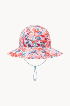 Hats^Babes In The Shade Girls Coral Sunhat Blue/coral