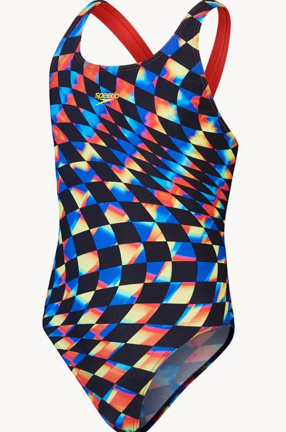 One Pieces^Speedo Girls Digital Allover Leaderback One Piece Black/Multi