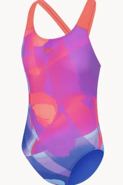 One Pieces^Speedo Girls Digital Allover Powerback One Piece Blue/purple