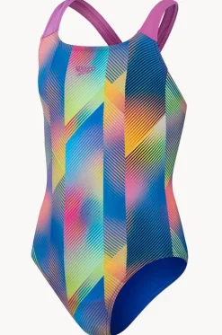 One Pieces^Speedo Girls Digital Allover Powerback One Piece Blue/multi