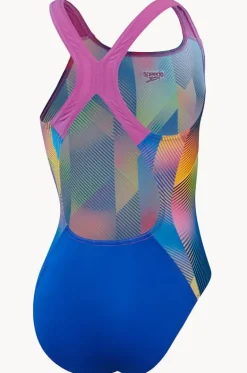 One Pieces^Speedo Girls Digital Allover Powerback One Piece Blue/multi