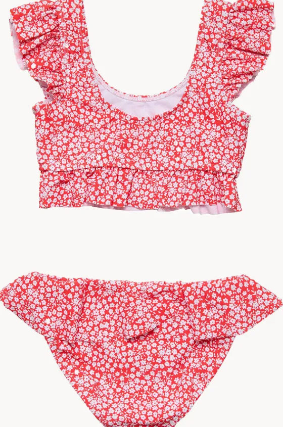 Bikini Sets^Snapper Rock Girls Ditsy Bloom Frilled Crop Set Red
