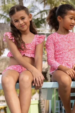 Bikini Sets^Snapper Rock Girls Ditsy Bloom Frilled Crop Set Red