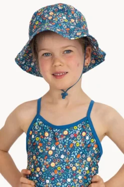 Hats^Babes In The Shade Girls Ditsy Sunhat Blue