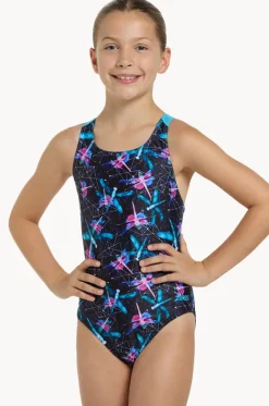 One Pieces^Zoggs Girls Dragonfly Flyback One Piece Black/blue
