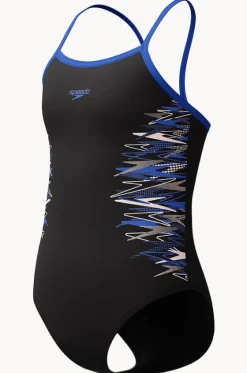 One Pieces^Speedo Girls Duo Logo Placement Thinstrap Muscleback One Piece BLACK