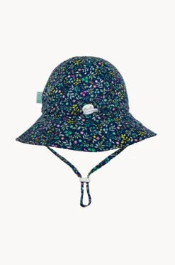 Hats^Acorn Girls Fleur Wide Brim Sunhat Navy/multi