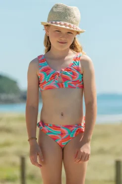 Bikini Sets^Snapper Rock Girls Geo Melon Tie Crop Set Multi