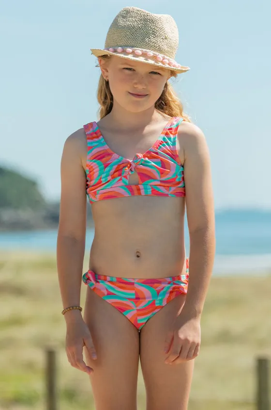 Bikini Sets^Snapper Rock Girls Geo Melon Tie Crop Set Multi
