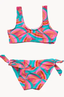 Bikini Sets^Snapper Rock Girls Geo Melon Tie Crop Set Multi