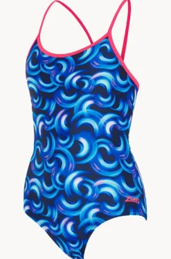 One Pieces^Zoggs Girls Geo Spiral Sprint Back One Piece Blue/Pink