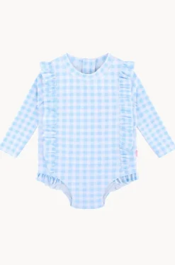 Rashies & Sunsuits^Seafolly Girls Girls Gingham Frill Sunsuit Blue