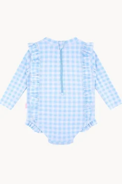 Rashies & Sunsuits^Seafolly Girls Girls Gingham Frill Sunsuit Blue
