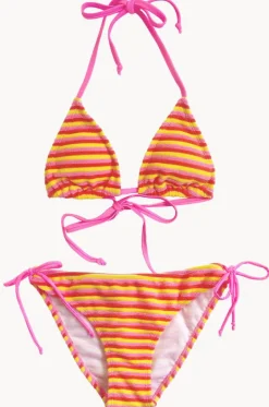 Bikini Sets^Snapper Rock Girls Glow Burst Stripe Tri Set Pink/yellow