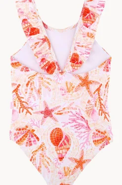 One Pieces^Seafolly Girls Girls La Mer Frill One Piece Orange/pink