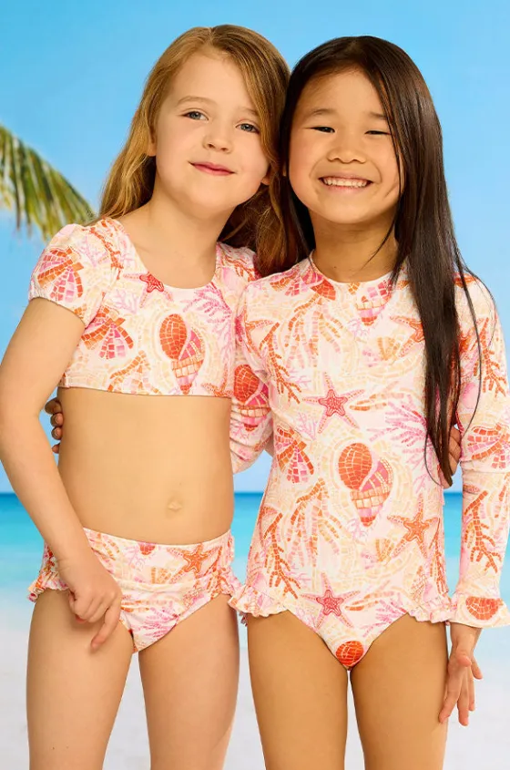 Rashies & Sunsuits^Seafolly Girls Girls La Mer Frill Sunsuit Orange/Pink