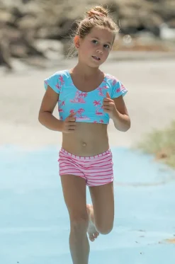Rashies & Sunsuits^Snapper Rock Girls Lighthouse Island Crop Suntop Set Blue/Pink