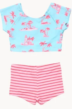 Rashies & Sunsuits^Snapper Rock Girls Lighthouse Island Crop Suntop Set Blue/Pink
