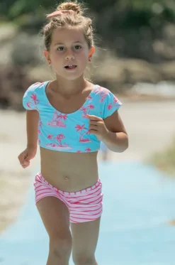 Rashies & Sunsuits^Snapper Rock Girls Lighthouse Island Crop Suntop Set Blue/Pink