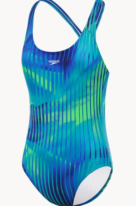 One Pieces^Speedo Girls Linear Lava Splashback One Piece Blue/green