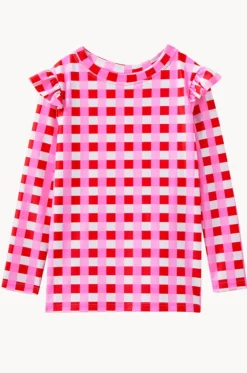 Rashies & Sunsuits^Milky Girls Lollipop Check Suntop Red/pink