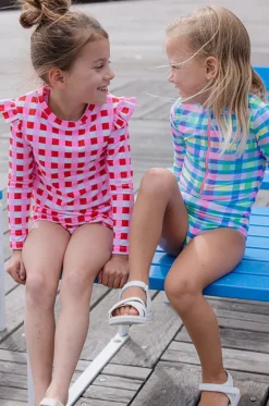 Rashies & Sunsuits^Milky Girls Lollipop Check Suntop Red/pink