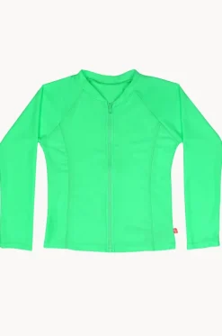 Rashies & Sunsuits^Salty Ink Girls Long Sleeve Zip Suntop Kiwi