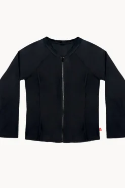 Rashies & Sunsuits^Salty Ink Girls Long Sleeve Zip Suntop Black