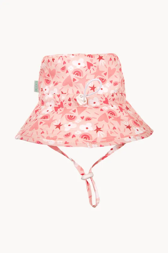 Hats^Acorn Girls Love Heart Broad Brim Bucket Hat Pink/Cream