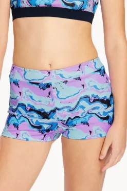 Period Swimwear^Modibodi Girls Marble Performance Hi Waist Short Blue